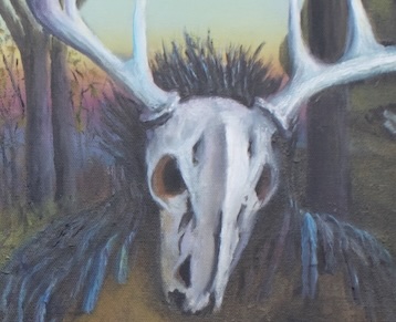 A close-up of a squirrel's eye as it peers out at you from one of Michelle's pastel creations.